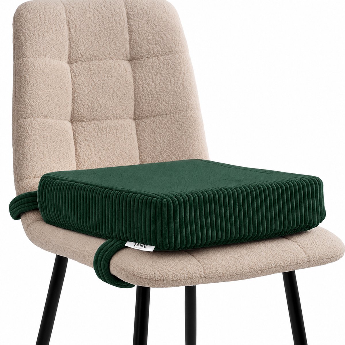 Flumi - Kinder Zitverhoger Kussen - Corduroy Stof - Afneembare Wasbare Hoes - 33x33x9 cm - Groen