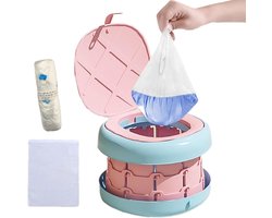 Opvouwbaar Reispotje - Draagbaar Toilet Kinderen - Zindelijkheidstraining Onderweg - Verbeterde Stabiliteit - 25.8 x 17 cm - Roze