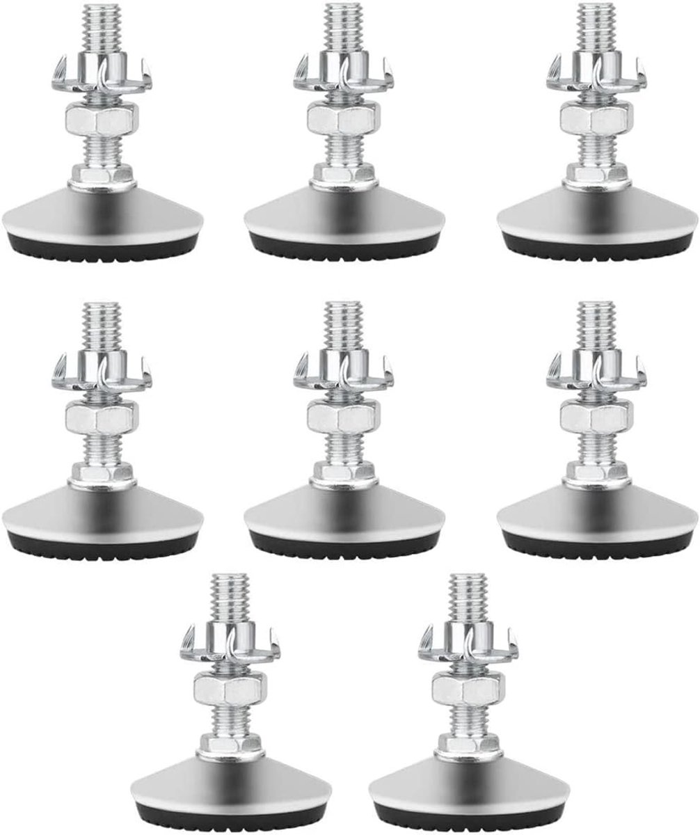 Verstelbare meubels pootjes met hoogte-instelling, 8 stuks, RVS, M10 x 30 mm, met rubberen antislipbasis en T-moer