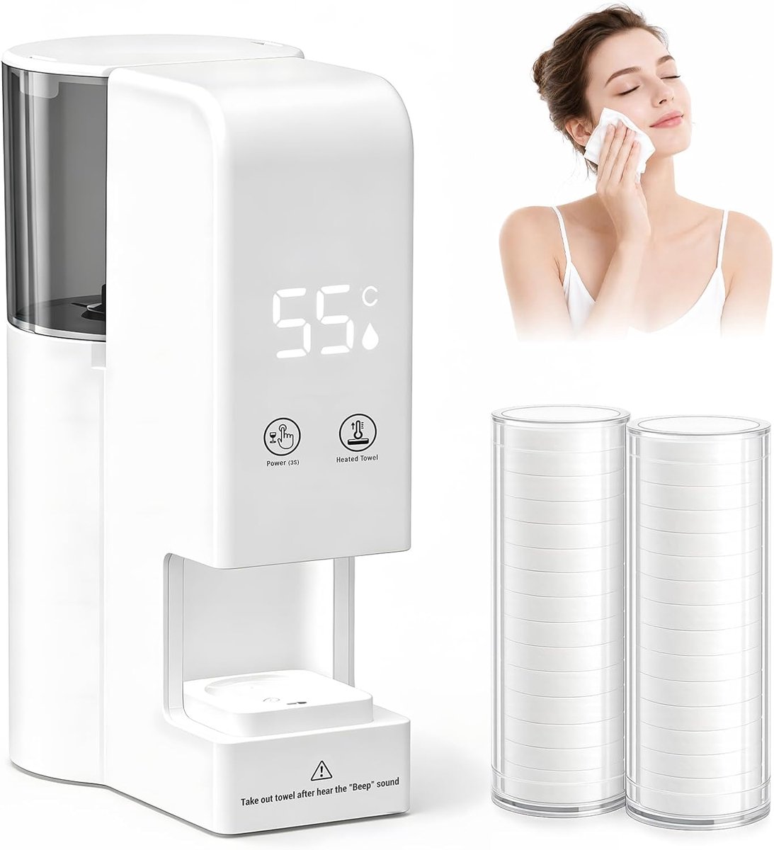 SnelShoppen - Elektrische Heißtuchspender met 40 Komprimierte Einwegtüchern | Handtowel Warmer | Tragbaar en Volautomatisch | 55°C Towel Warmer voor A