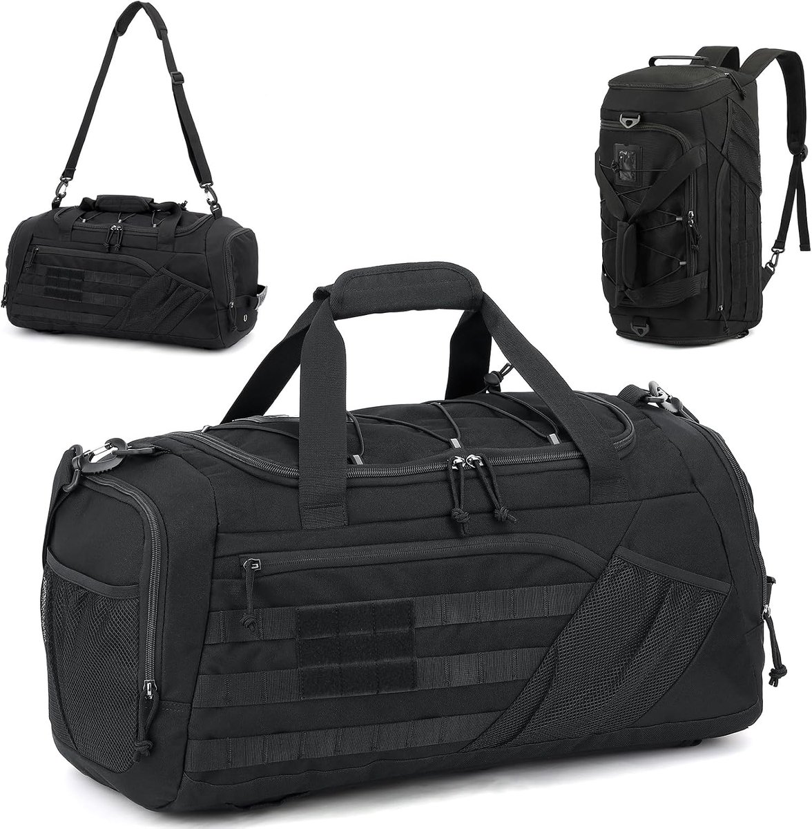SnelShoppen - Reistas Heren Zwart, Tactische Reistas, Sporttas Militair, Sportrugzak, Weekender Voor Sport, Reizen, Fitness, Camping, Weekendje Weg