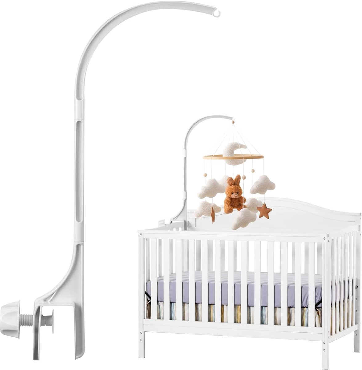 Mobiele houder - Babykamer accessoire - Babykamer decoratie - Veilig ABS materiaal - 26 x 23 x 7.4 cm - Wit