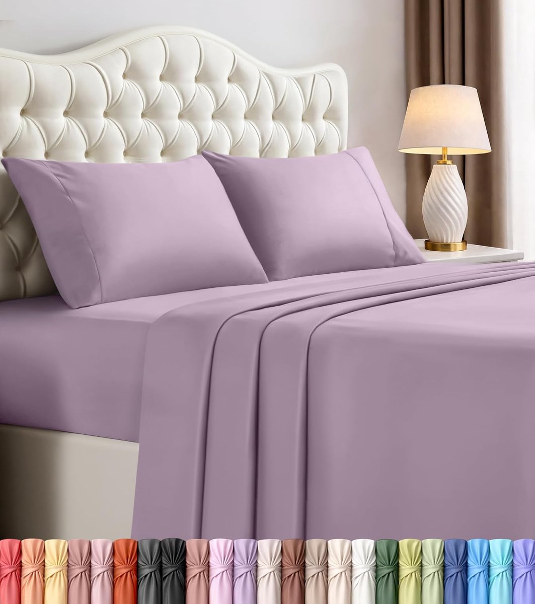 Bedding Set kingsize beddengoed - 4-delig beddengoed - geborsteld microvezel - krimp- en vervagingsbestendig - gemakkelijk te onderhouden (king, lavendel)