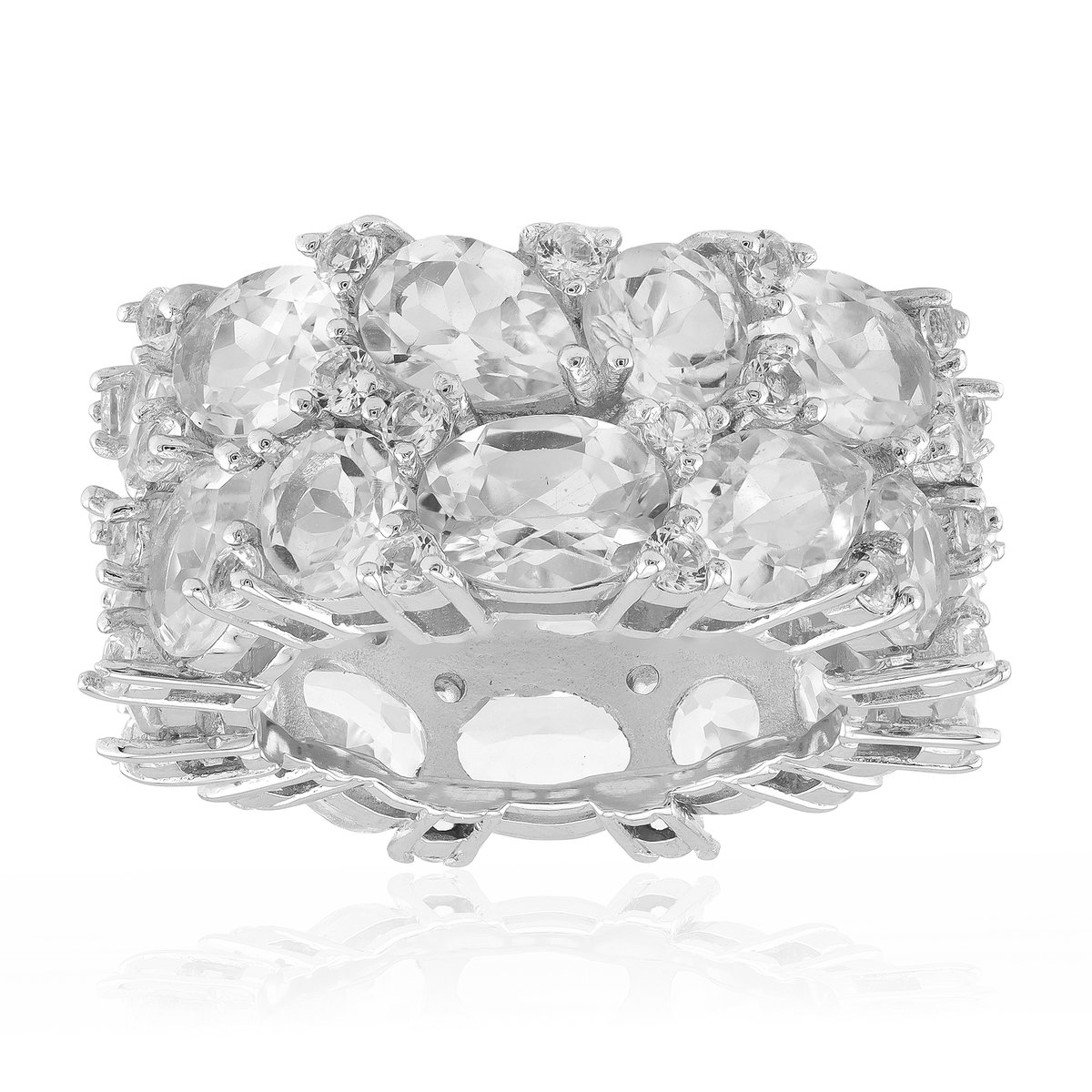 Cavill - Zilveren ring 925 sterlingzilver - Witte topaas 19,073 ct ovale, druppelvormige & ronde stenen - Elegante Nigeriaanse topaas sieraden