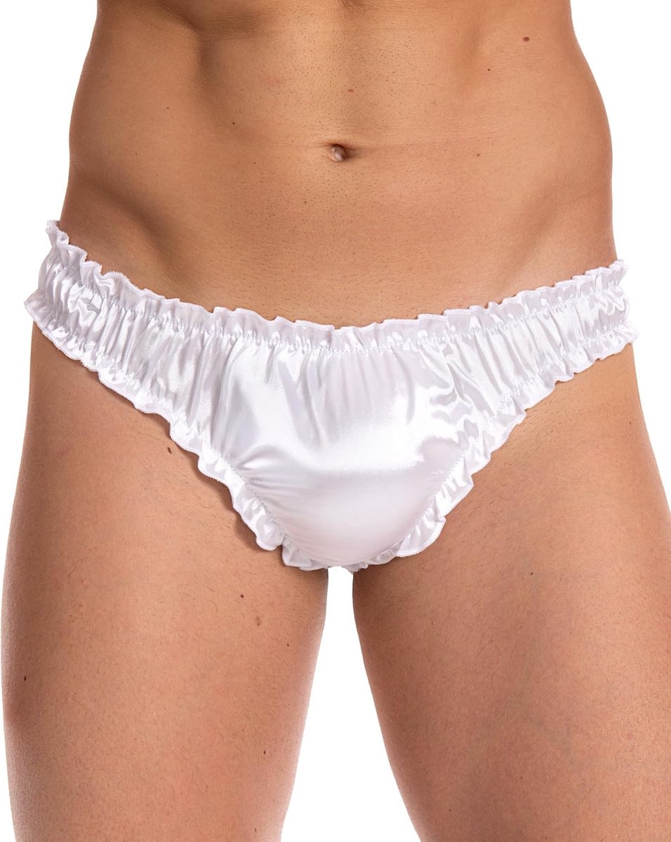 Sissy Satijnen Herentanga Ruches Ondergoed | Glanzende Stof, Smalle Zijkanten, Gerimpelde Middennaad, Lage Taillelijn, Maten S-XXL, 5 Kleuren