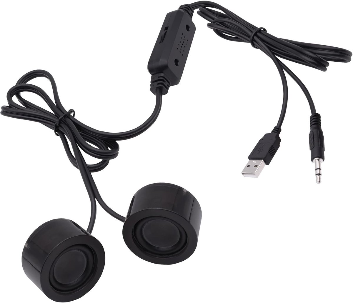 Mini Computer Luidspreker voor Desktop Laptop Kleine PC Luidspreker USB-aangedreven 3,5 mm TRS Stereo Jack met Volumeregeling Instelling voor MP3 Telefoon - 1,2M/3,9 FT