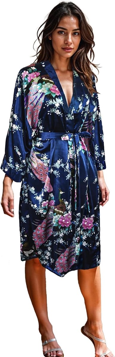 Kimono badjas lang 16 kleuren Premium Peacock bruidsmeisje bruidsdouche dames cadeau