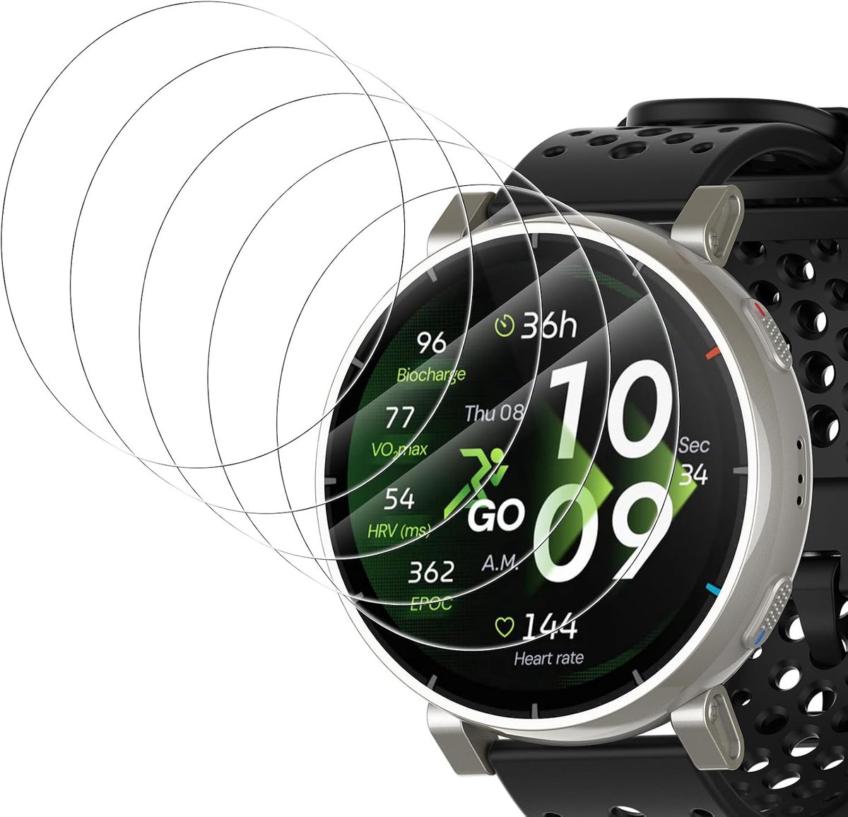 Beschermfolies compatibel met Amazfit Active 3 Premium 45 mm, 5 stuks HD-displaybeschermfolies met een hardheid van 9H, krasbestendig, waterdicht veiligheidsglas