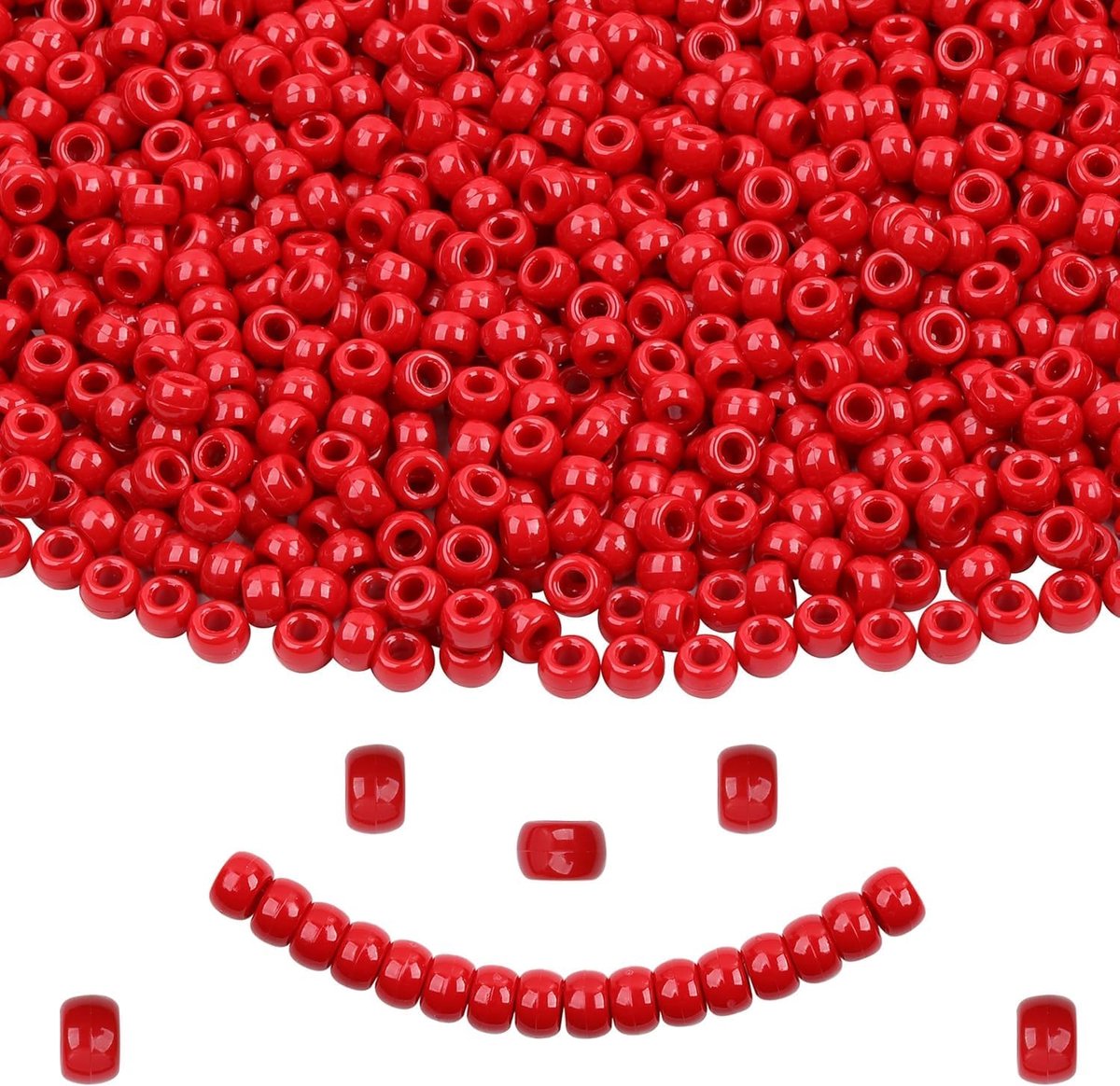 Kralen voor het maken van armbanden, rode kralen voor haarvlechten, doe-het-zelf ambachten, Kandi sieraden, sleutelhangers en ornamenten decoraties (rood)