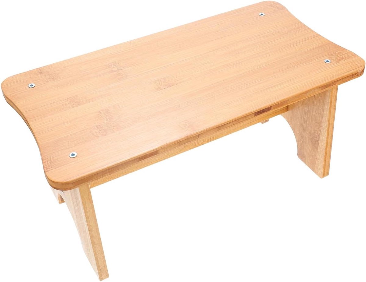 Houten Opstapje - Voetenbankje Krukje - Extra Zithoogte - Massief Hout - 39 x 20 x 17 cm - Houtkleur