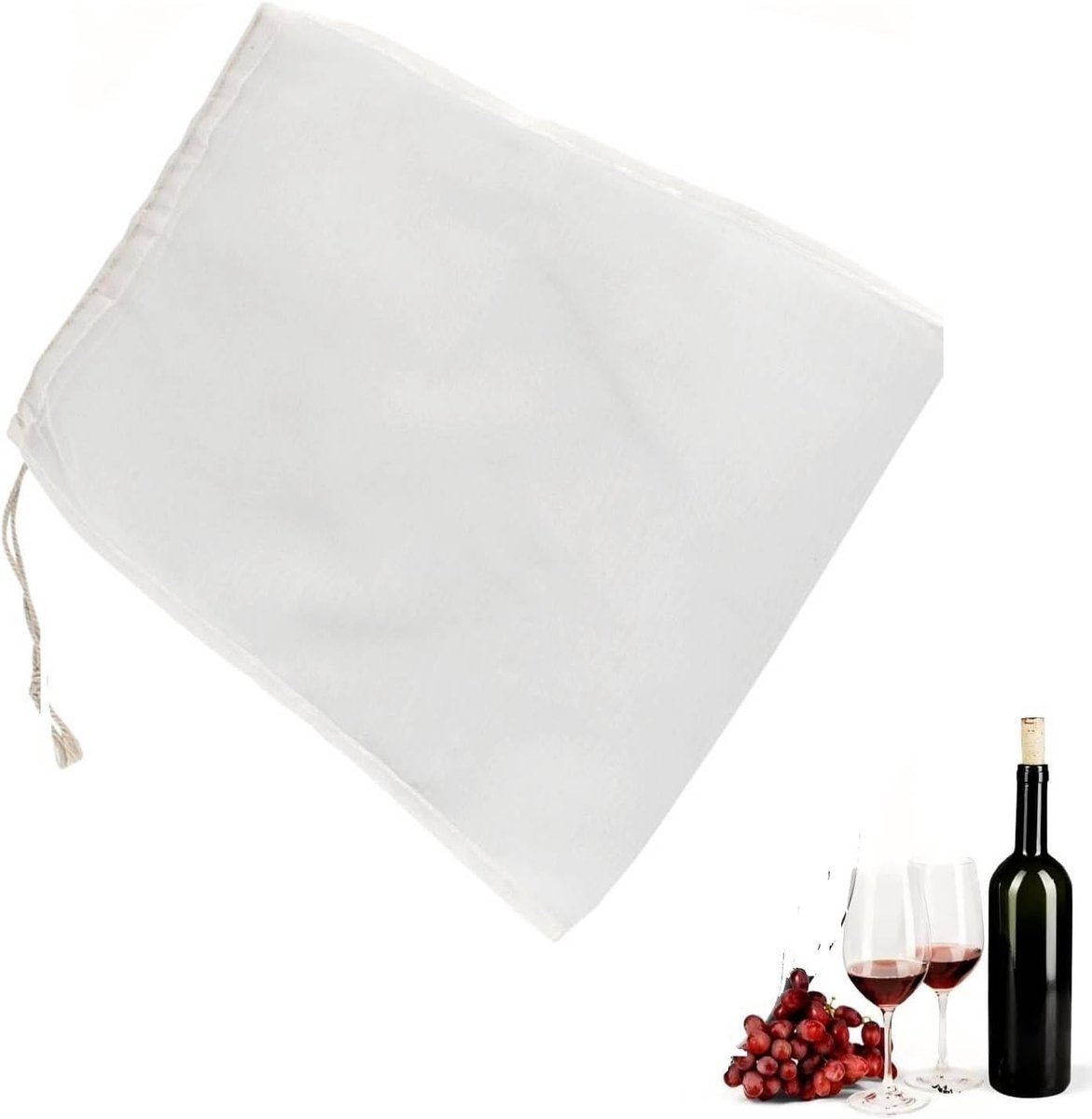 Netzakken voor bier, herbruikbaar, geschikt voor levensmiddelen, stoffen zakken voor kaas voor het persen van cider, zelfgemaakte productie, 20 x 30 cm, 100 stuks