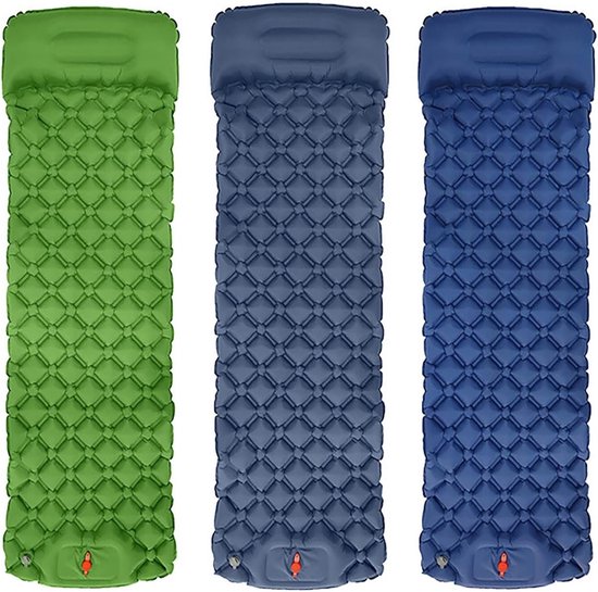 Opblaasbaar Slaapkussen - Kampeer Matras - Kamperen Buiten - Ergonomisch Ontwerp - 190x58x5cm - Blauw — afbeelding 3