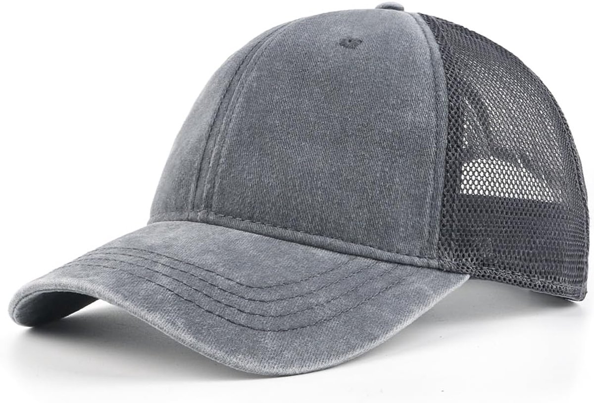 X-Large Gewassen Trucker Caps Hoeden Vintage Mesh Baseball Cap Oude Look Running Cap Koeling Sport Hoeden Fit Hoofd 21.5"-25.5"