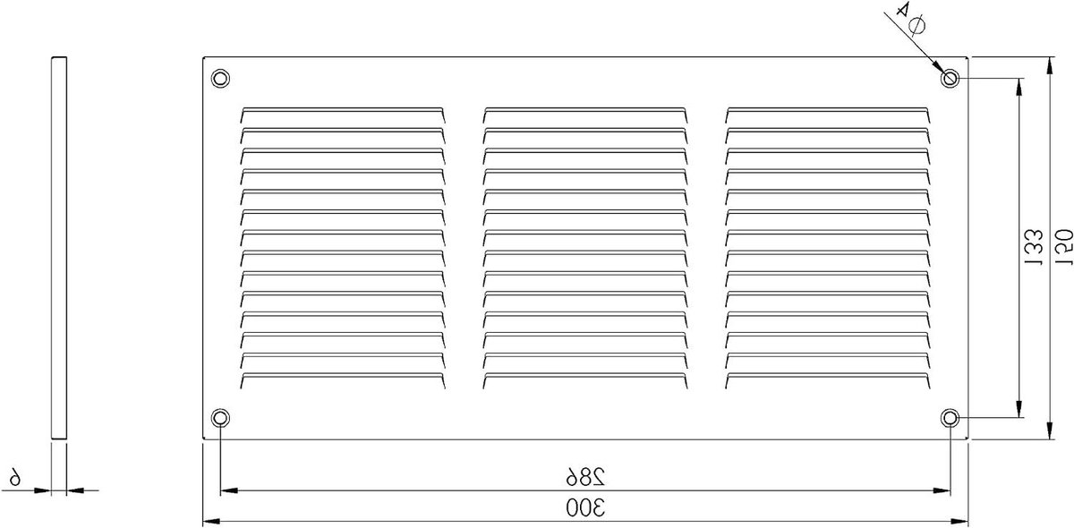 Ventilatie Rooster - Rooster met Gaas - Ventilatie Verbeteren - Insectenwerend Gaas - 300x150mm - Bruin