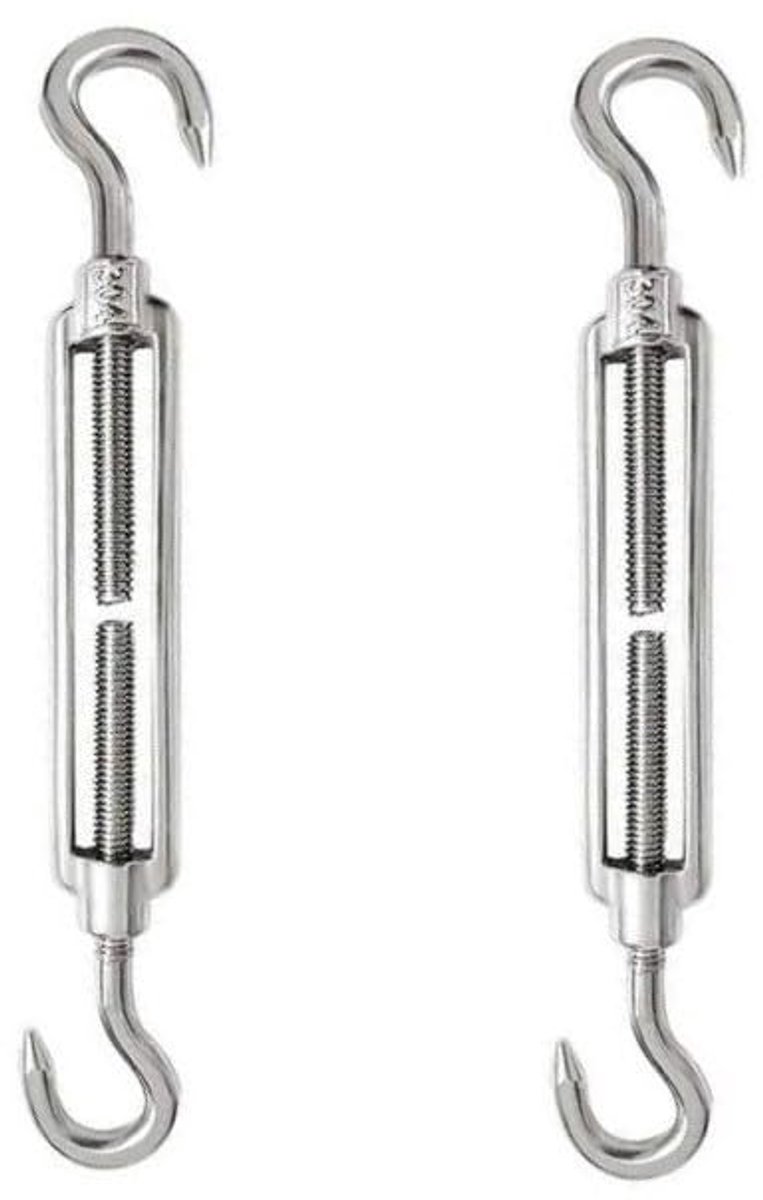 roestvrij staal, spansloten, 304 roestvrij staal, verstelbare spanslot, kabelspanner roestvrij staal, M6 spanslot, spanslot haak/haak roestvrij staal, spanslot draadspanner, M8, 2 stuks
