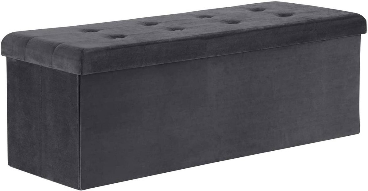 SureDeal® - Krukbank - Opbergruimte - Opklapbaar - Afneembaar deksel - Gemaakt fluweel - 110x37,5x38 cm - Grijs