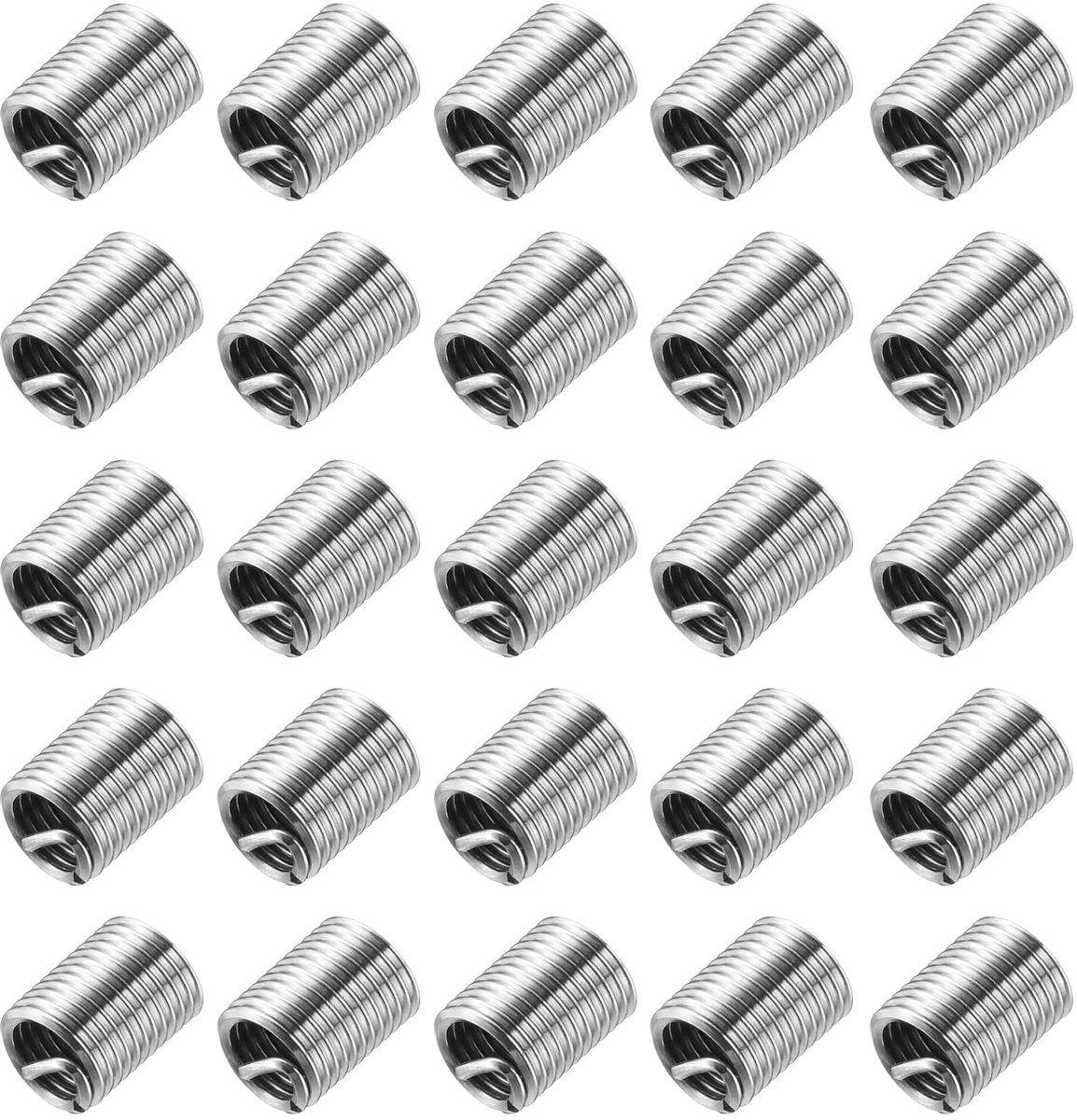 50 stuks draadinzetstukken M5 x 0,8 2,5D (12,5 mm) metrisch 304 roestvrij staal helikaal type schroefdraad reparatieset draadhuls voor mechanische uitrusting