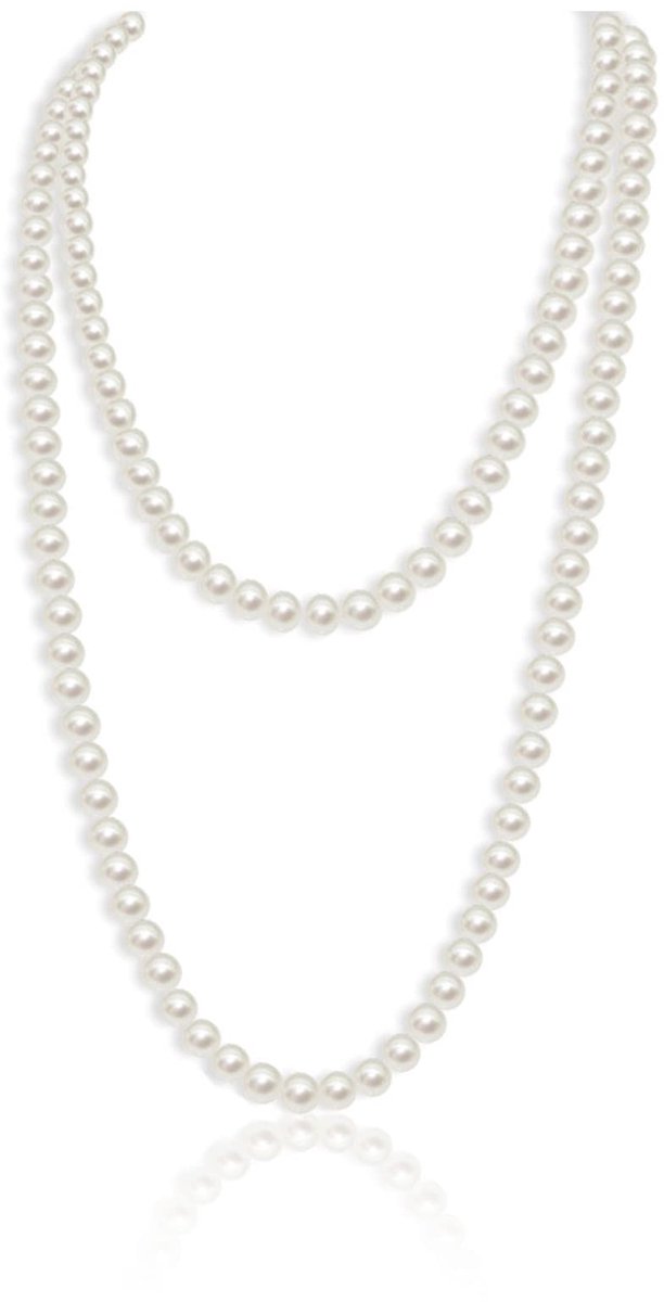 Ketting 1920 Kunstmatige Parel Great Gatsby Drop Choker Kralen Vintage Mode voor Bruiden Bruiloft Partij Accessoires, 150 cm