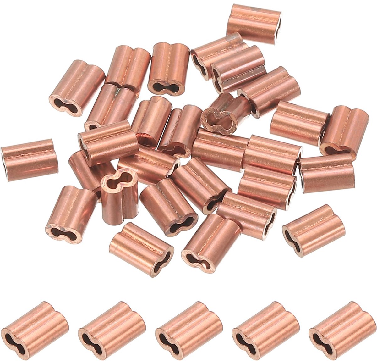 M1.0 (1/25 inch) koperen krimphuls, 25 stuks draadkabel lus mouw kabel krimpen voor kabelhuls, staalkabel en kabellijn eindassortiment