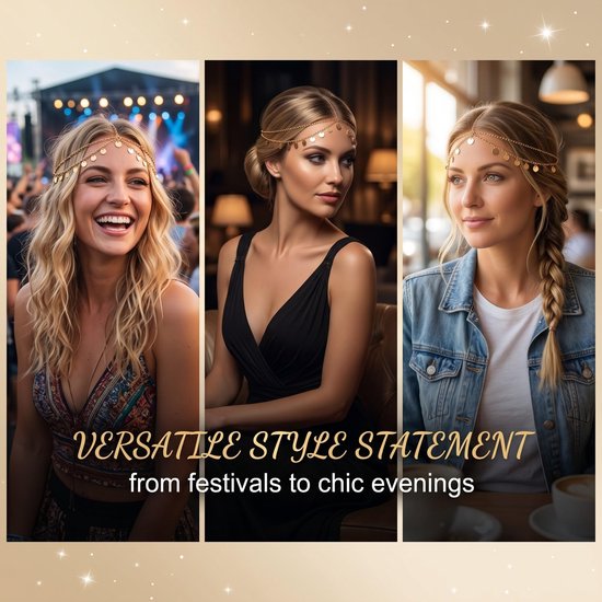 hoofdketting voor dames, boho-hoofdsieraad met hangers, godin voor festival en kostuum — afbeelding 3