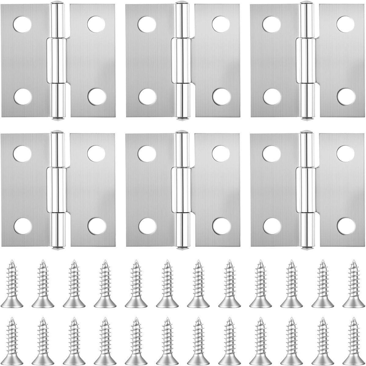 Scharnieren, 25 mm x 25 mm roestvrijstalen scharnieren, inklapbare kastscharnieren, kleine deurscharnieren, inklapbare pianoband, scharnieren met bevestigingsschroeven voor deur, raam
