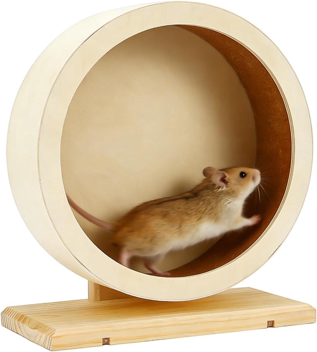 hout, Ø 21 cm loopwiel hamster, hamsterloopwiel van hout met gesloten loopvlak van kurk, accessoires voor kleine dieren, loopwiel motion, geluidsarm loopwiel, kurkwiel voor kleine