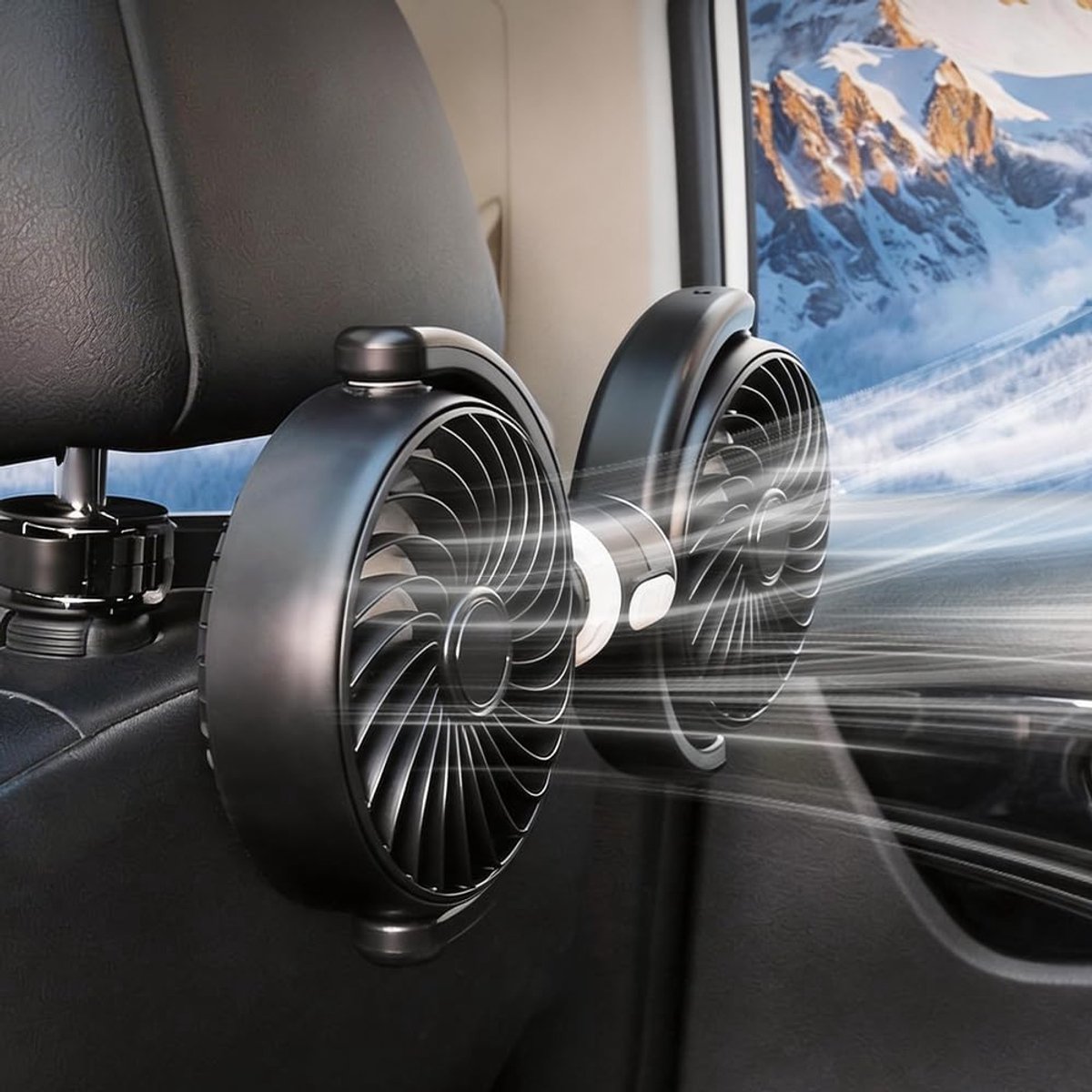 5 V, 2 A, USB-ventilator met 3 snelheden, 360 graden draaibare autoventilator voor SUV, vrachtwagen, limousine, cruise