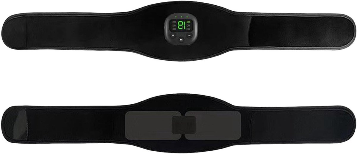 Buikspierriem - Fitness riem - Spierversteviging - 6 Modi 19 Niveaus - 12 x 18 cm - Zwart