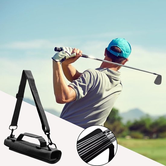 Golf Club Mini Tas - Golftas Draagbaar - Driving Range Oefenen - Lichtgewicht & Opvouwbaar - 3-6 Clubs - Zwart — afbeelding 3
