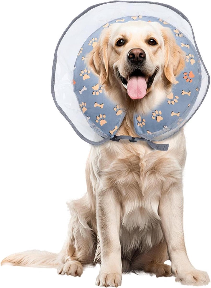 Opblaasbare Hondenhalsband - Beschermende Kraag Hond - Wondbescherming Hond - Zicht Niet Belemmerd - Verstelbaar - Blauw