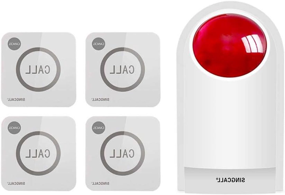 Stroboscoop Sirene Alarm - Noodknop Systeem - Beveiliging Huis - 121dB Geluid - 100 Meter Bereik - Rood