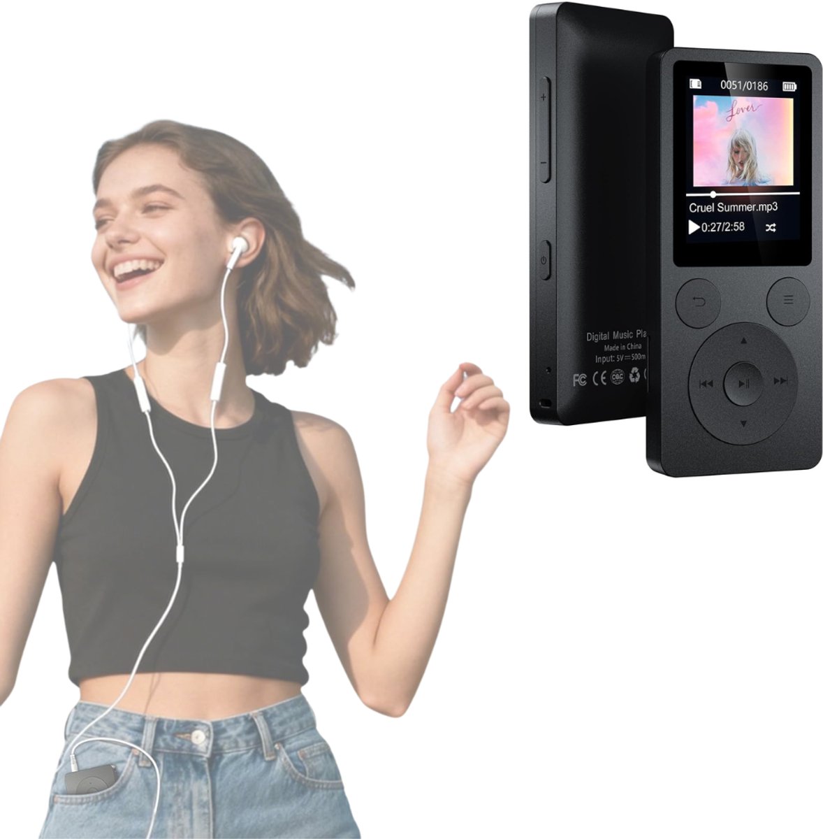 CRLYN® MP3 Speler Bluetooth - FM-Radio - Zwart