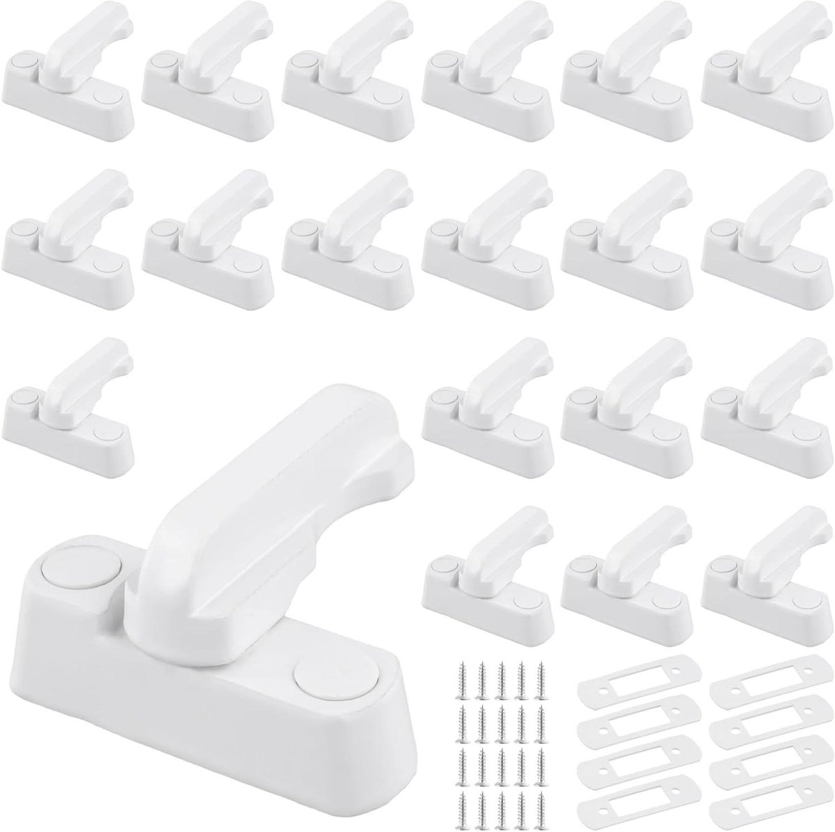 Raamslot Set - Veiligheidssloten Deuren - Ramen Beveiligen - 180° Draaibaar - 20 stuks - Wit