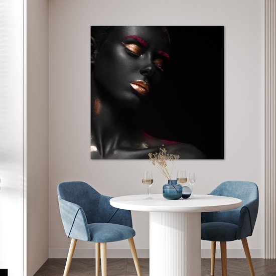 Affiche Femme - Koper - Zwart - 100x100 cm XXL