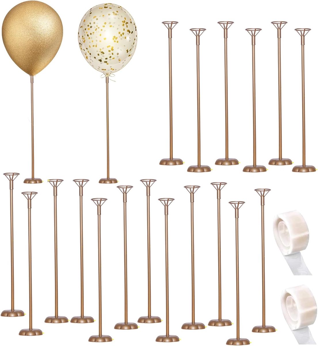 ballonhouderset met herbruikbare sticks en basis voor verjaardag, feest, bruiloft, feestdagdecoraties, tafeldisplay met 20 stuks