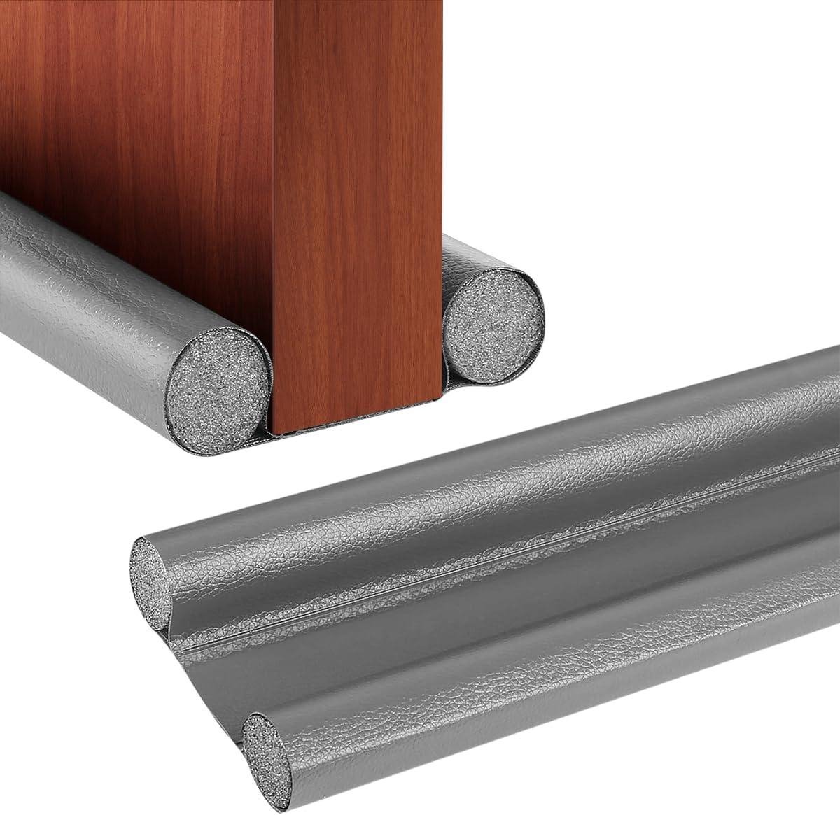 Tochtstopper Deur - Windstopper Onderkant - Warmte Binnen Houden - Dubbele Afdichting - 96 cm - Grijs