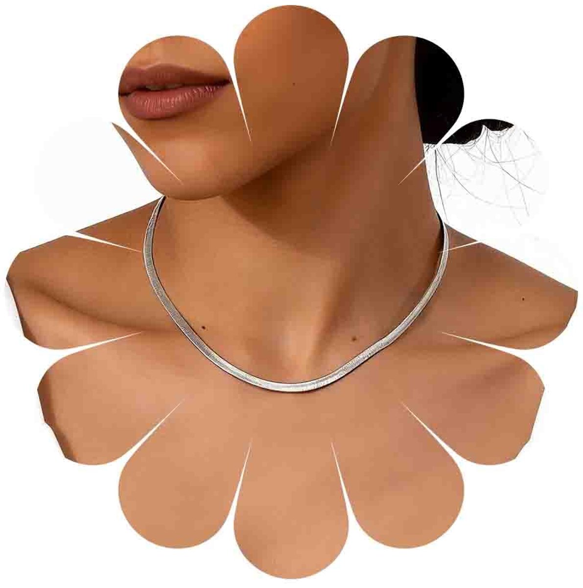 visgraatketting voor mannen en vrouwen, platte slangenketting, minimalistisch, elegant metalen sieradencadeau