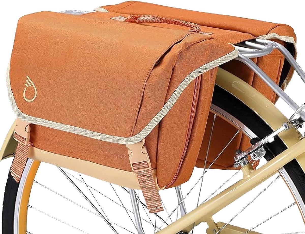 Dubbele Fietstas - Bagagedrager Tas - Fietsen Opbergen - Waterdicht Ontwerp - 20 Liter Capaciteit - Oranje