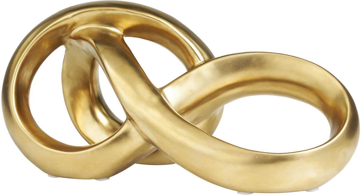 79 Keramische abstracte decoratieve sculptuur Infinity Loop Home Decor standbeeld, Accent beeldje 11 "x 5" x 5", goud