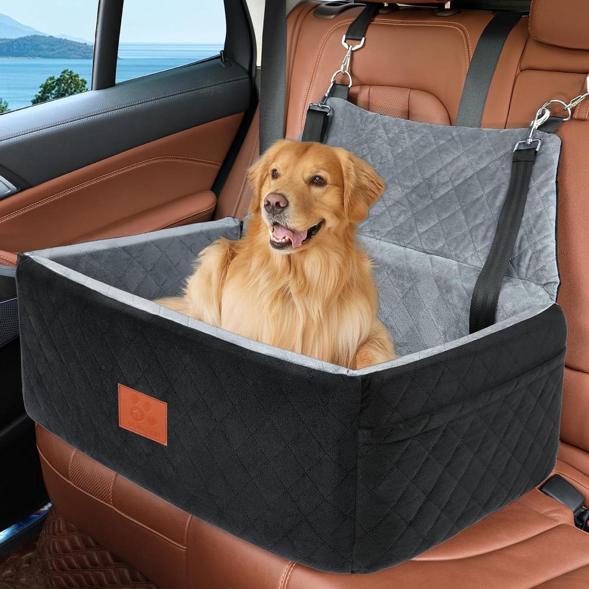Honden autostoel - Reisbed hond - Veilig reizen - Extra dik kussen - 75x50x50 cm - Grijs