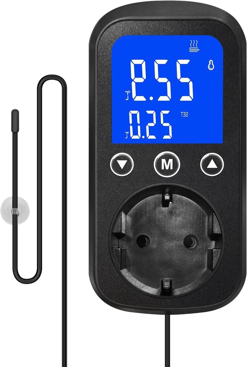 Temperatuurregelaar Stopcontact - Digitale Thermostaat - Klimaatbeheersing Terrarium - Geavanceerde PID Controle - 460 W - Zwart