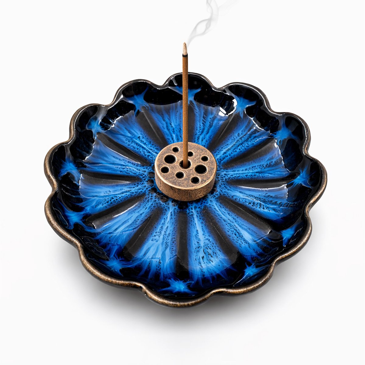 wierookstokjeshouder, handgemaakte wierookbrander voor stokjes en kegels (blauw)