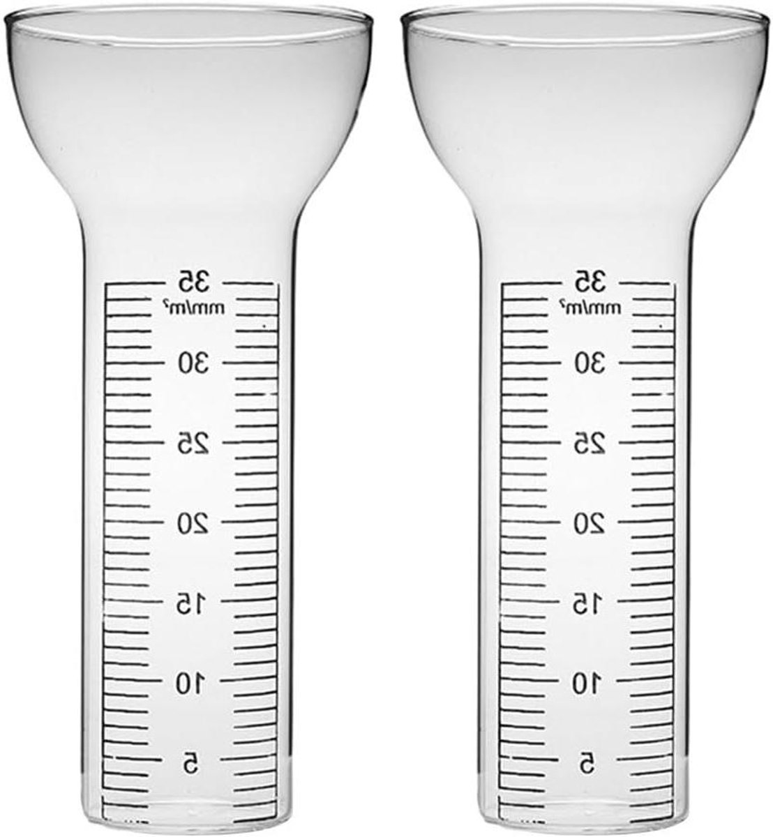 Regenmeter Glas - Neerslagmeter Cilinder - Tuin Meten - Nauwkeurige Schaal - Tot 35mm - Transparant