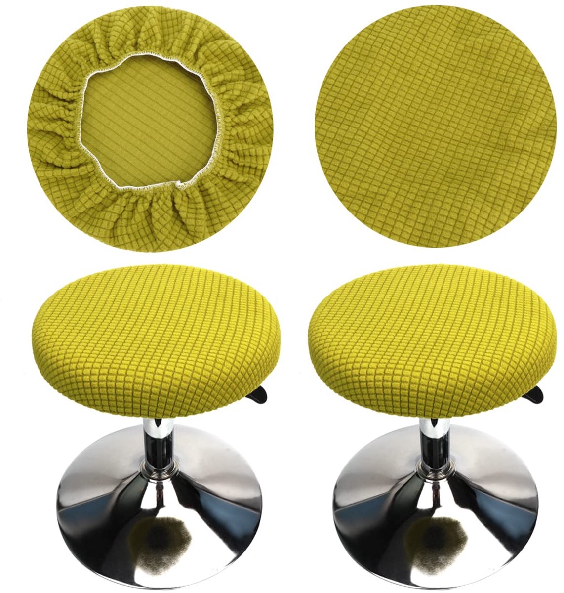 Barkruk Covers, 2 Stuks Ronde Stoelhoezen Wasbaar Onderhoudsvriendelijk Zacht en Duurzaam, Voor 30-40 cm Stoel Barkruk (Groente)