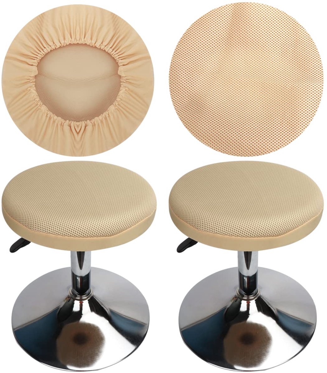 Ronde Stoelhoezen Voor Kruk Wasbaar Onderhoudsvriendelijk Ademend en Duurzaam Voor 30-40 cm Ronde Kruk Diameter (2, Donkergoud)