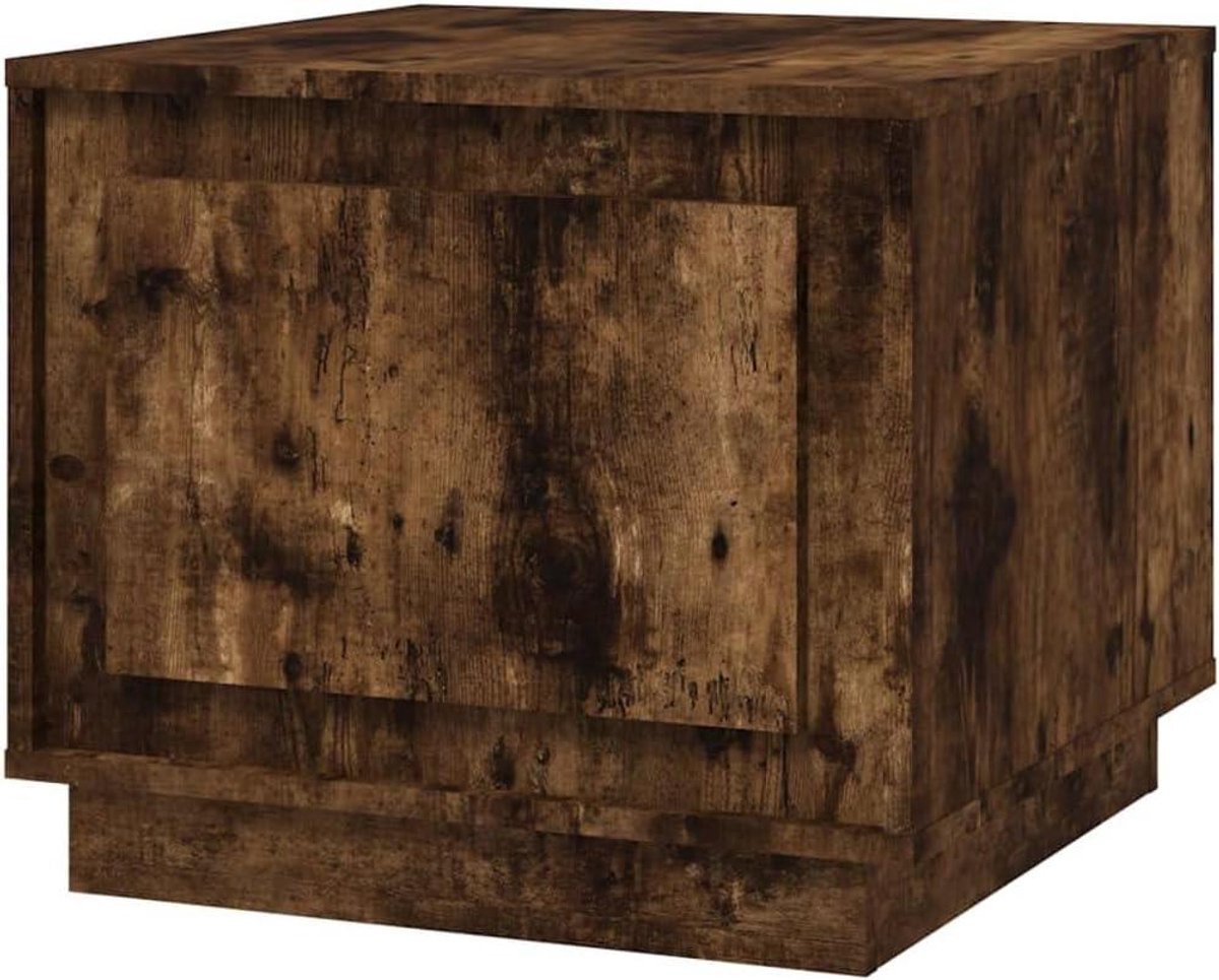 Salontafel Hout - Bijzettafel - Woonkamer Decoratie - Praktische Opbergruimte - 51x50x44cm - Gerookt Eiken