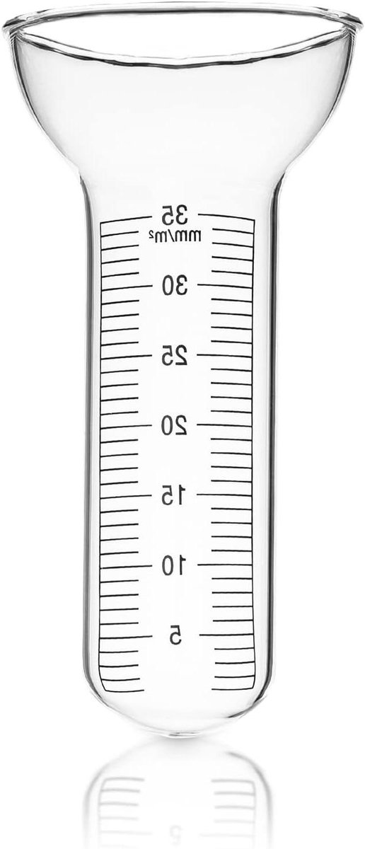 Regenmeter Glas - Neerslagmeter Regenopvanger - Neerslag Meten - Eenvoudig Af te Lezen - 1-35 mm - Transparant