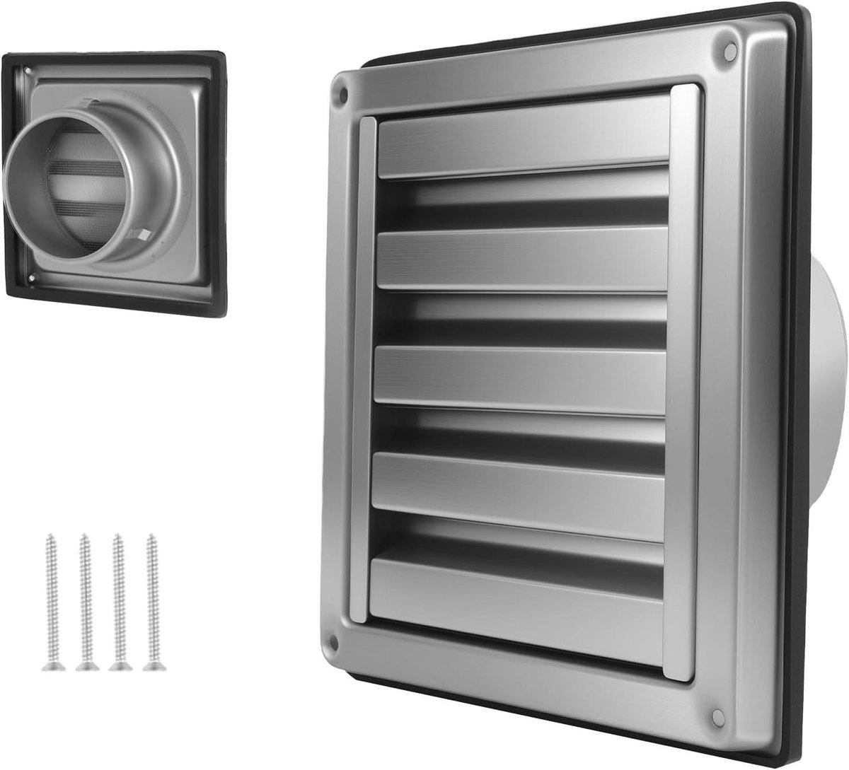 Ventilatierooster - Roestvrij staal rooster - Ventilatiekanaal Afdekken - Met Insectengaas - 125 mm - Zilver