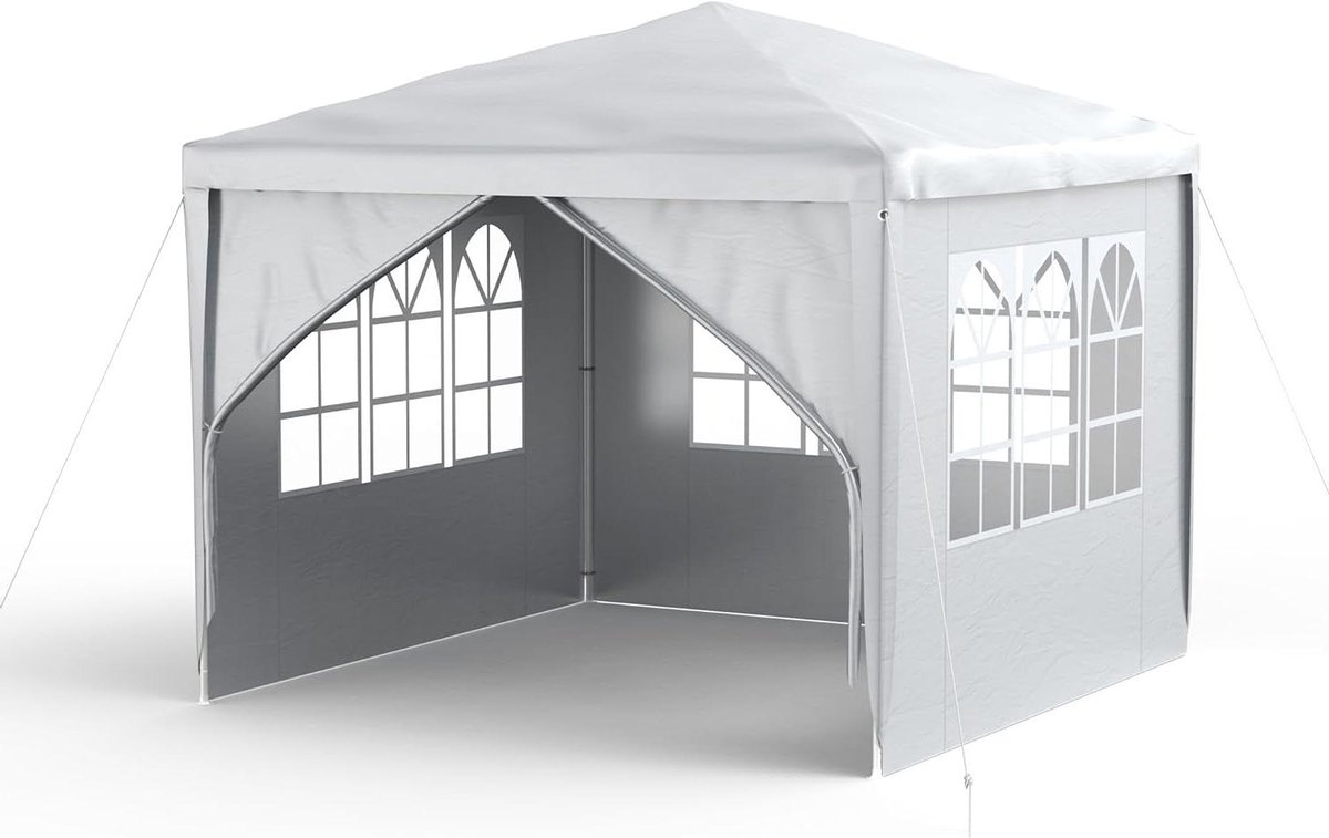 Partytent Paviljoen - Tuinpaviljoen Feesttent - Buitenfeest Organiseren - Afneembare Zijwanden - 3 x 3 m - Grijs