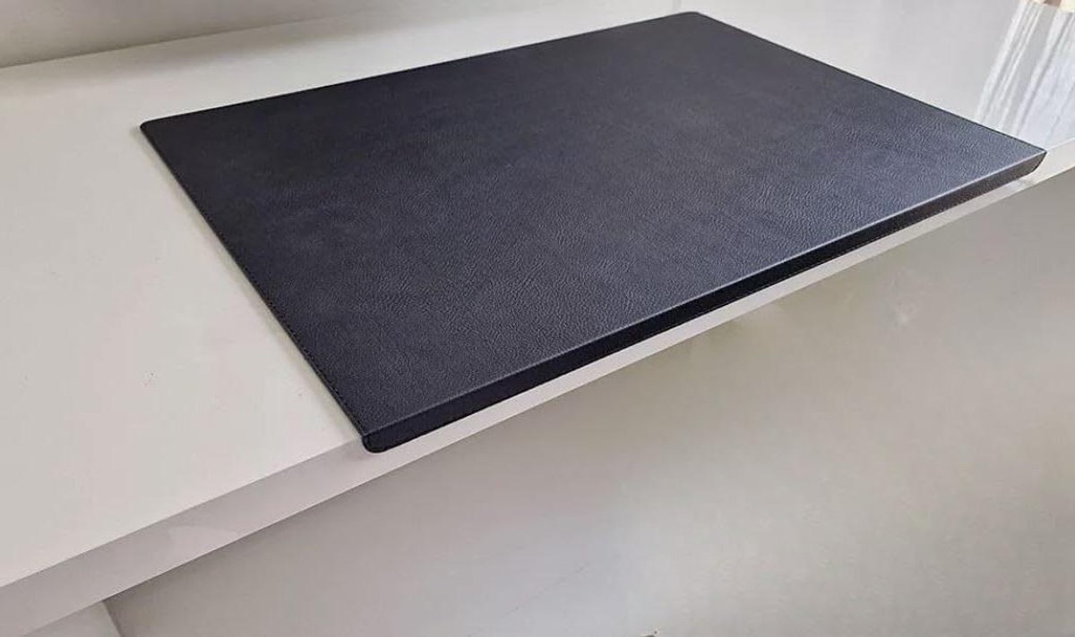 Bureauonderlegger met Randbescherming - Bureau legger Leer - Bureau Organisatie - Enkel Leer - 90 cm x 48 cm - Zwart
